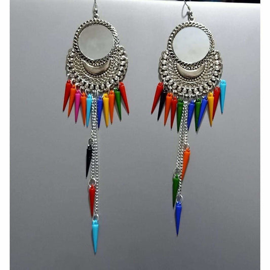 MS Fashion India Party Wear Fashion Chandbali Hanging Multicolor Pearls Long Earrings | Swadesiicart