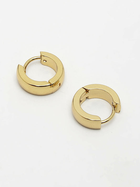 NVR Men's Gold-Polished Stainless Steel Hoop Earrings
