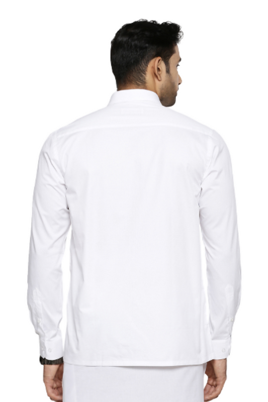 Ramraj Cotton Mens Full Sleeve Formal 100 % Cotton White Shirt | Swadesiicart