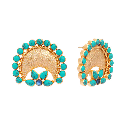 Nuyug Turquoise Crescent Earrings | Swadesiicart