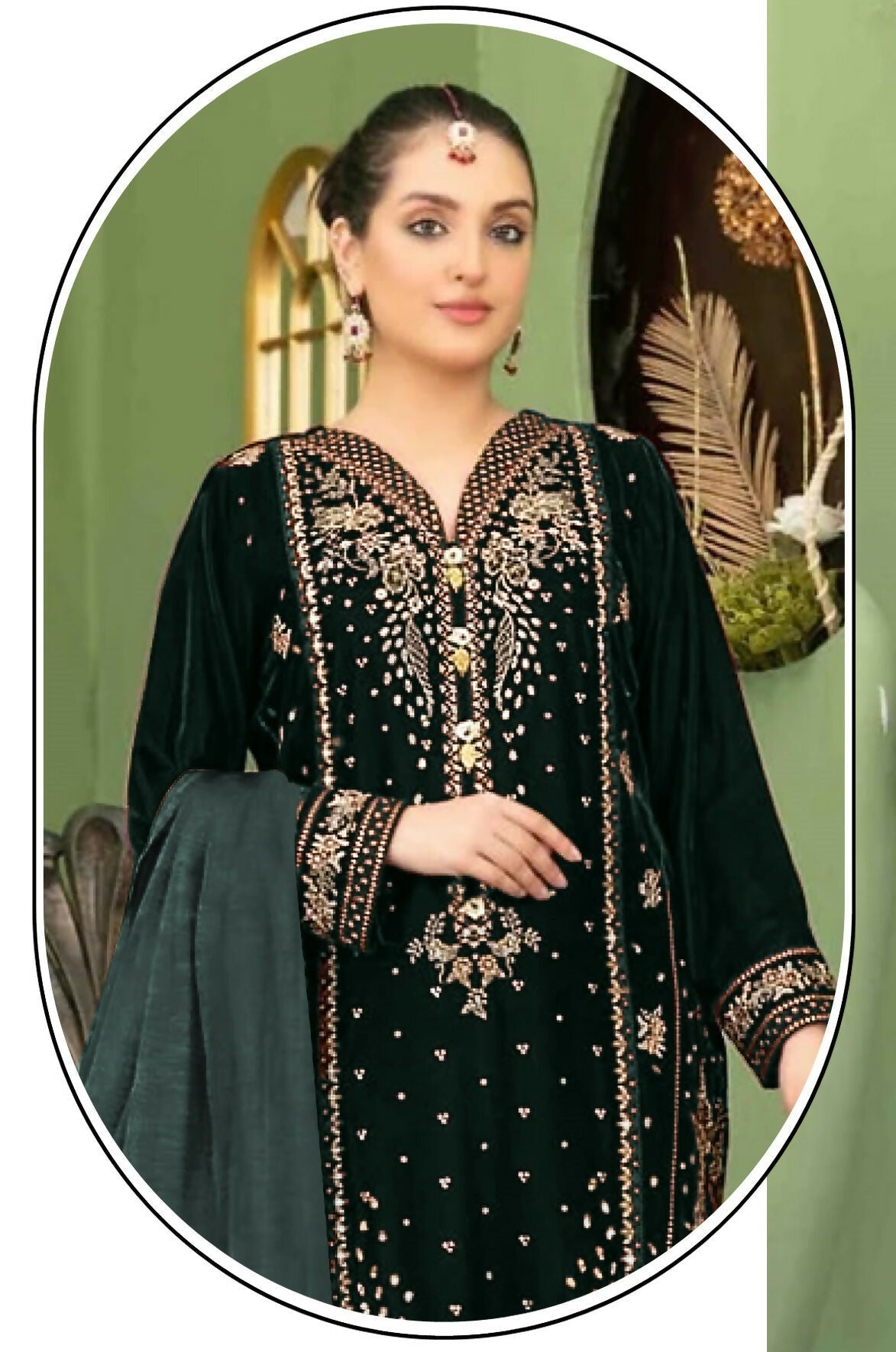 Anaita Black Velvet Suit with Embroidery Sequence Work