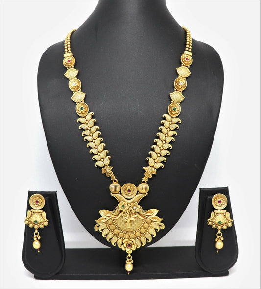 Joban Fashion Mango Design Gold Pure Brass With Rajwadi Polish Necklace Set
