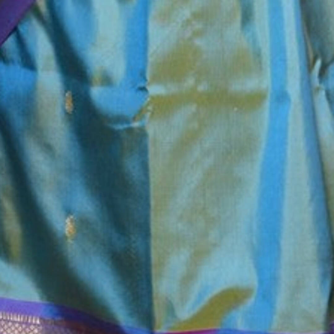 Very Much Indian Authentic Dual Tone Powder Blue Paithani | Swadesiicart