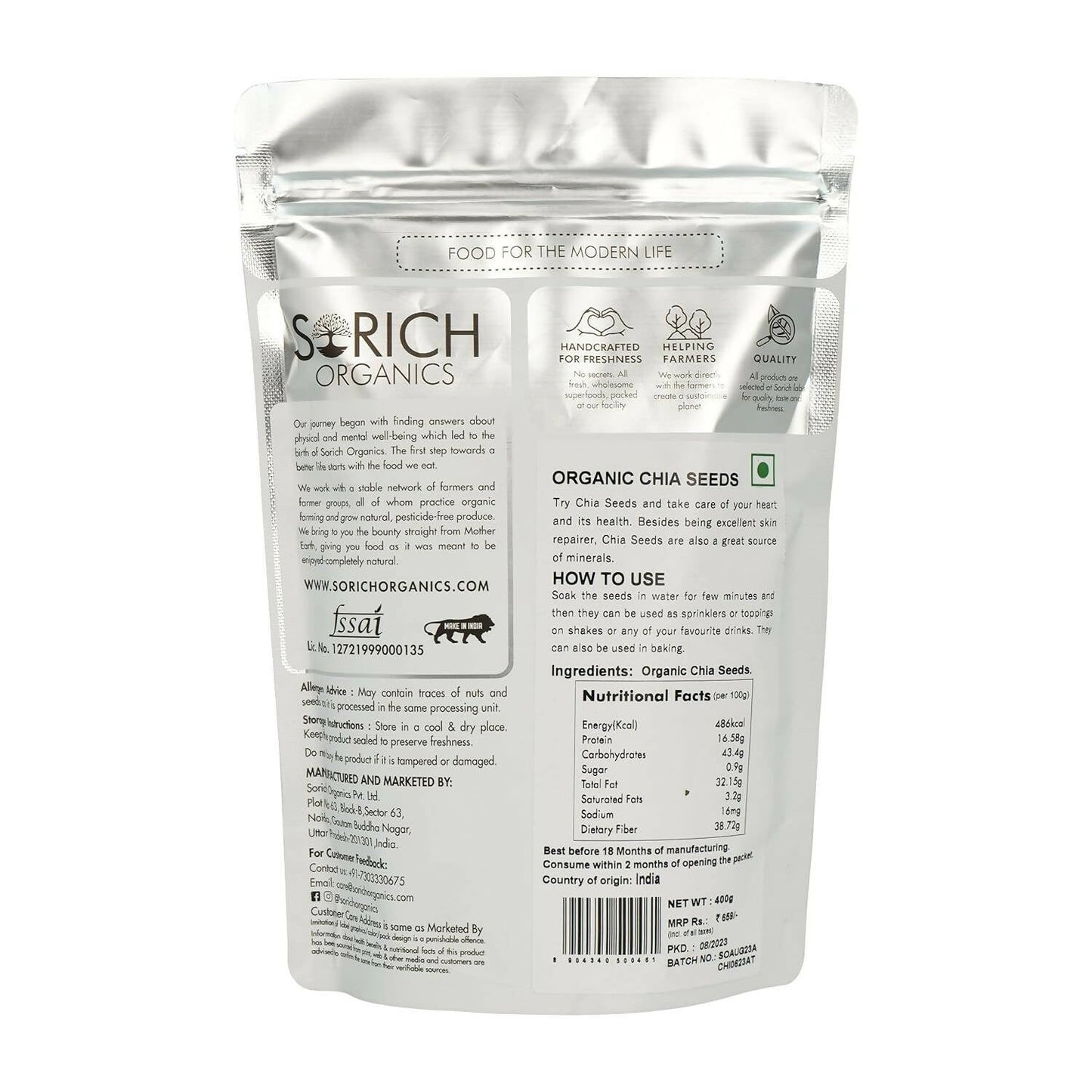 Sorich Organics Raw Chia Seeds | Swadesiicart