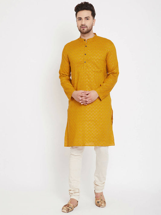 Even Apparels Yellow Rayon Wedding Men's Kurta For Haldi | Swadesiicart