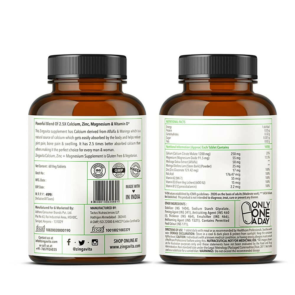 Zingavita Calcium Zinc+ Magnesium Tablets | Swadesiicart