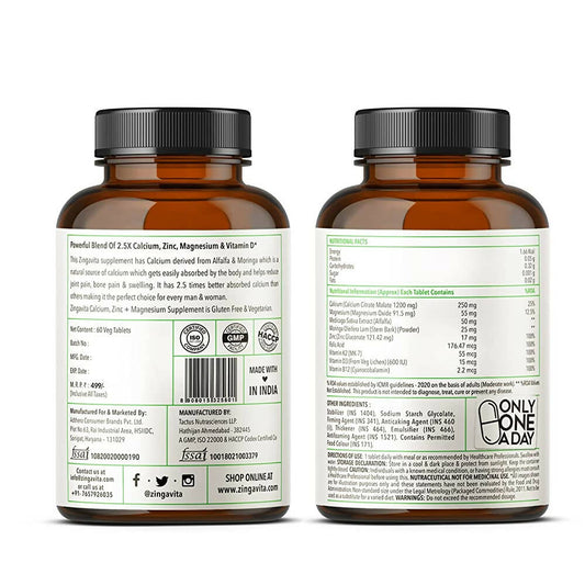 Zingavita Calcium Zinc+ Magnesium Tablets | Swadesiicart