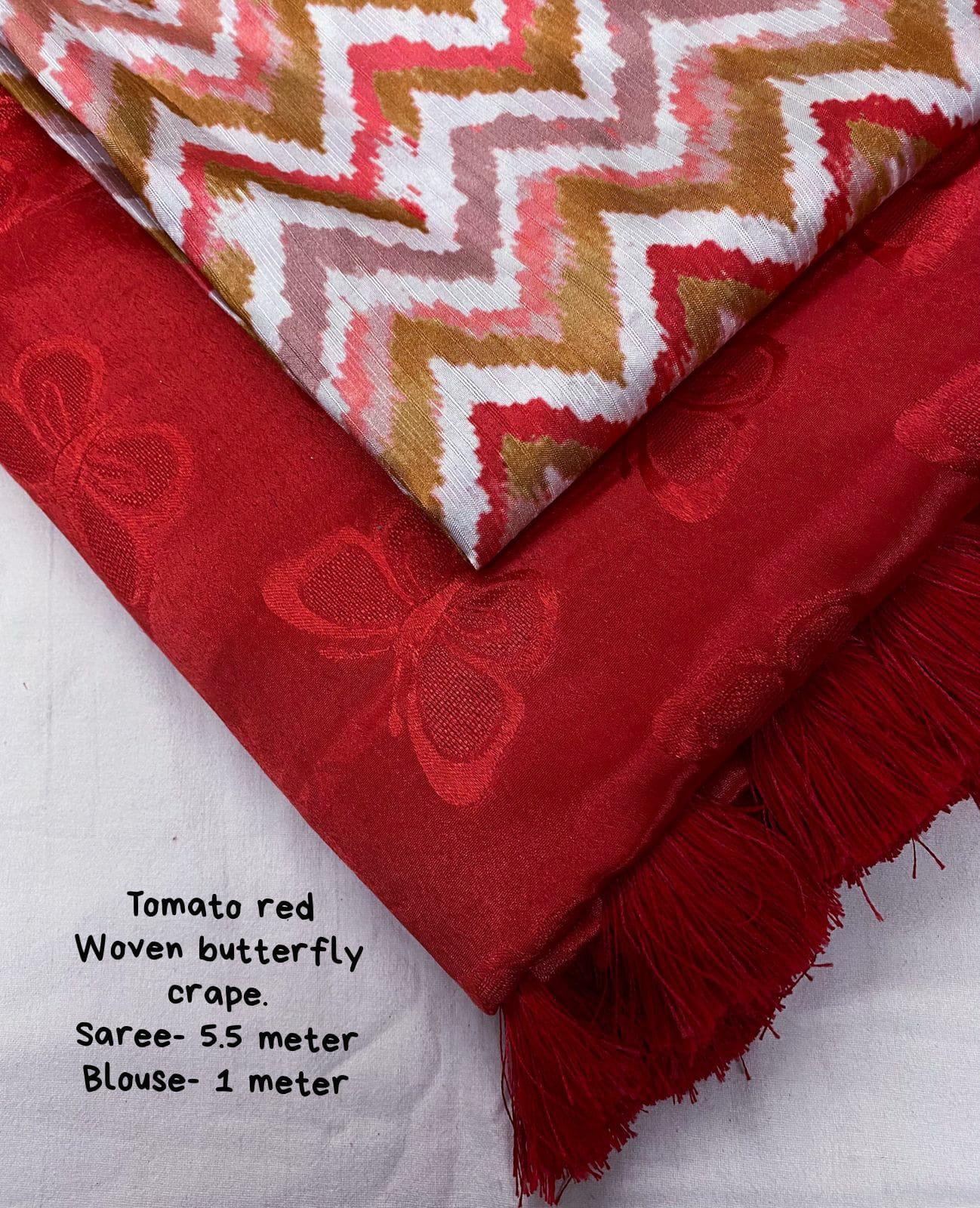 Red Silk Blend Ethnic Motifs Saree with Unstitched Blouse - Hiral Fashion | Swadesiicart