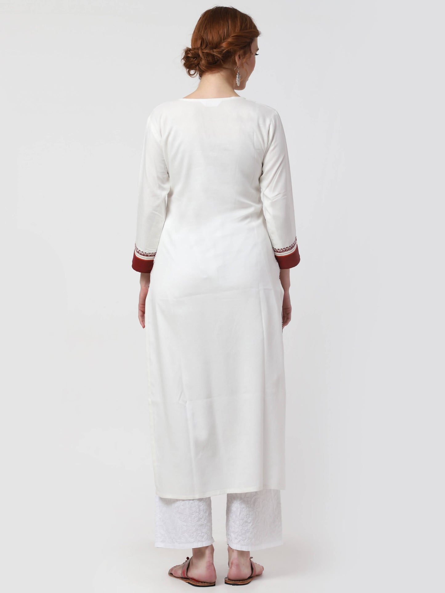 Cheera Kurta With Chikankari Palazzo & Embroidered Dupatta Set (CH092KPD) | Swadesiicart