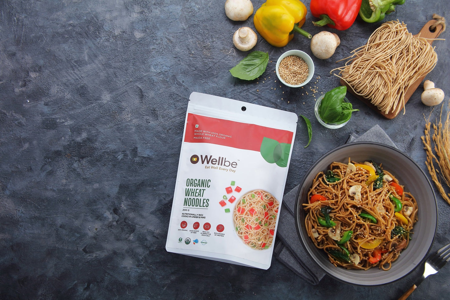 Wellbe Organic Wheat Noodles - Swadesiicart