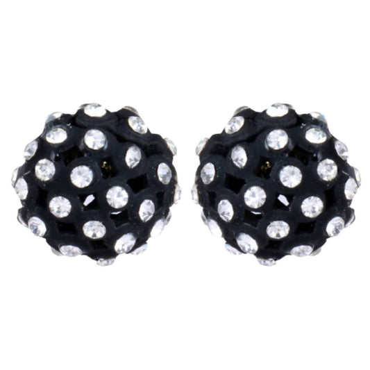 Trendoo Jewelry Gold-Polished Stylish Fancy Black Studs