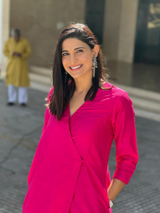 trueBrowns Pink Angrakha Set | Swadesiicart