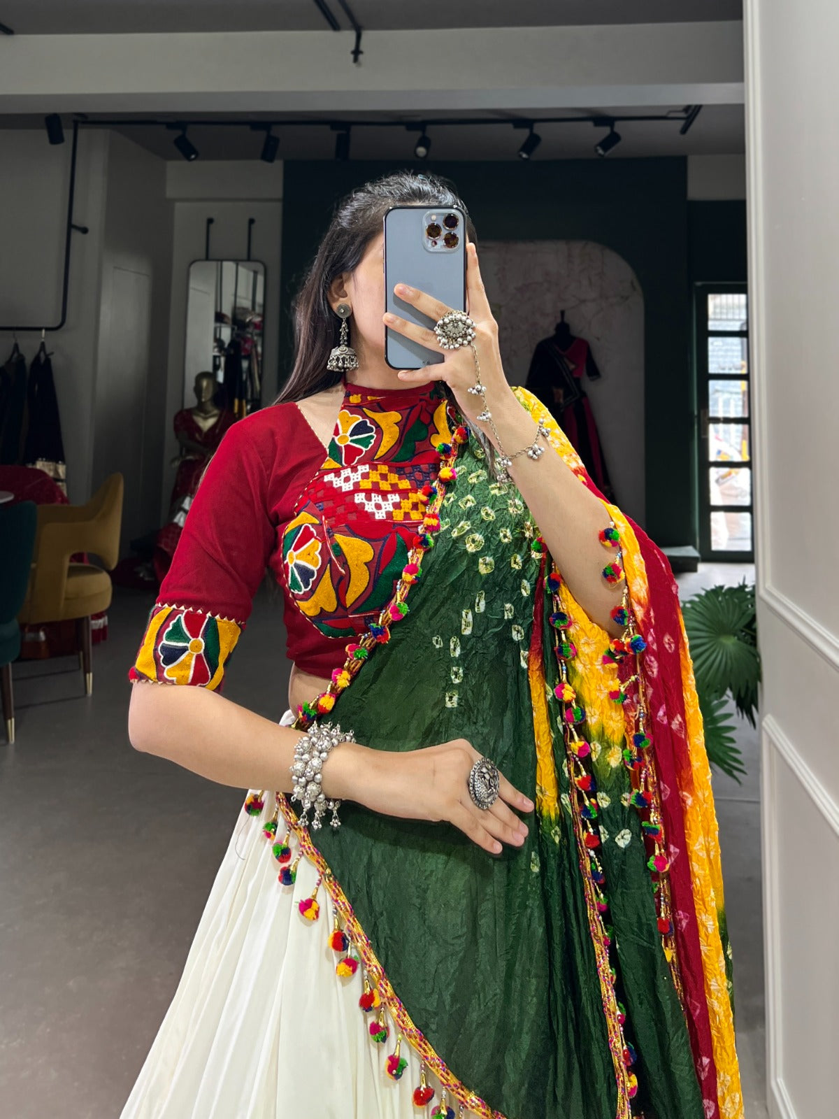 Lorenvalley White Pure Rayon with Plain With Gota Patti Touch Up Lehenga Choli | Swadesiicart