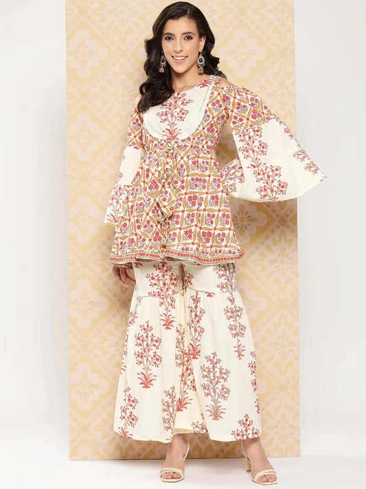 Yufta Women Printed Pure Cotton Ethnic Co-Ords - Swadesiicart