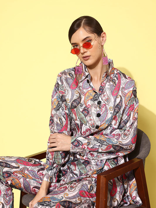 Yufta Women Printed Shirt with Trousers - Swadesiicart