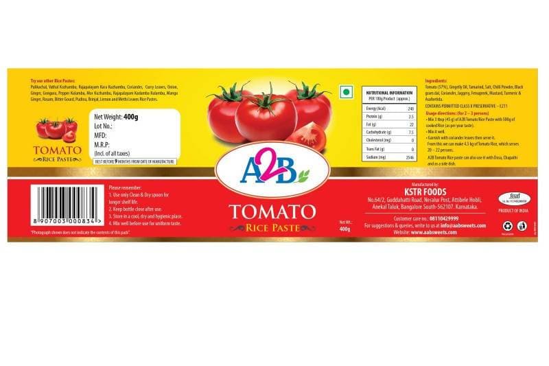 A2B - Adyar Ananda Bhavan Tomato Rice Paste - Swadesiicart