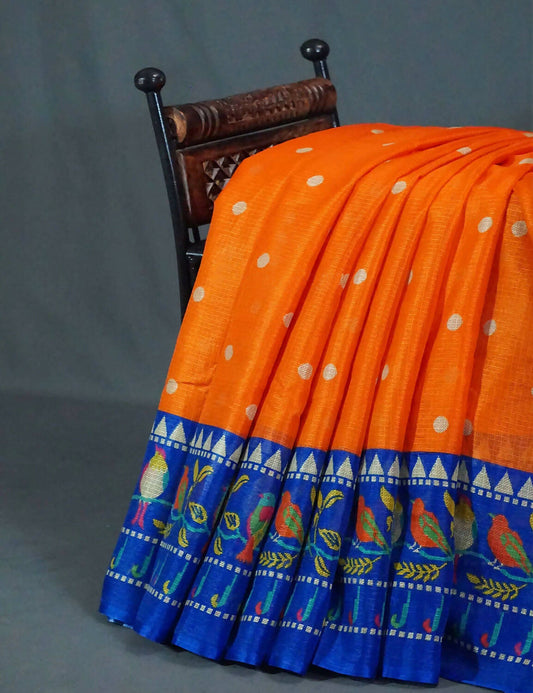 Dark Orange Colored with Buttes Semi Silk Kota Saree By Gayathri Reddy Designer Studio | Swadesiicart