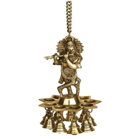 Puja N Pujari Krishna Hanging Diya with Bells For Pooja Room | Swadesiicart