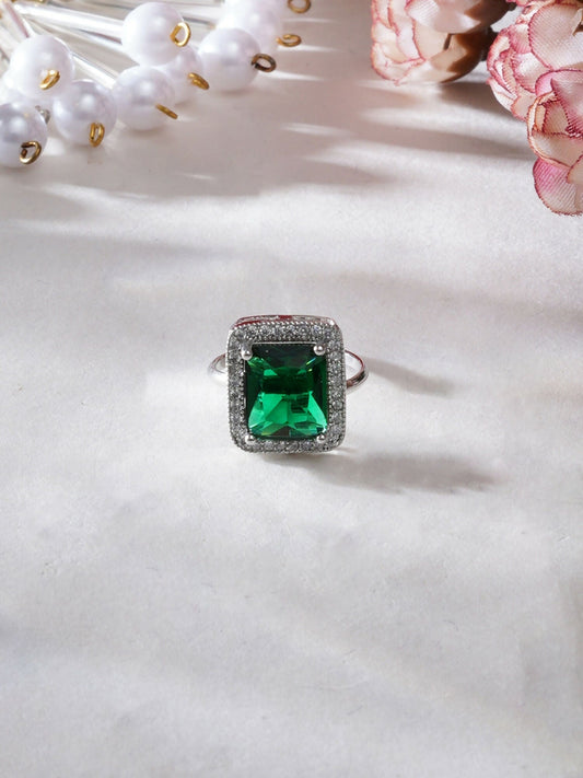 green stone ring (Green) - Ruby Raang | Swadesiicart