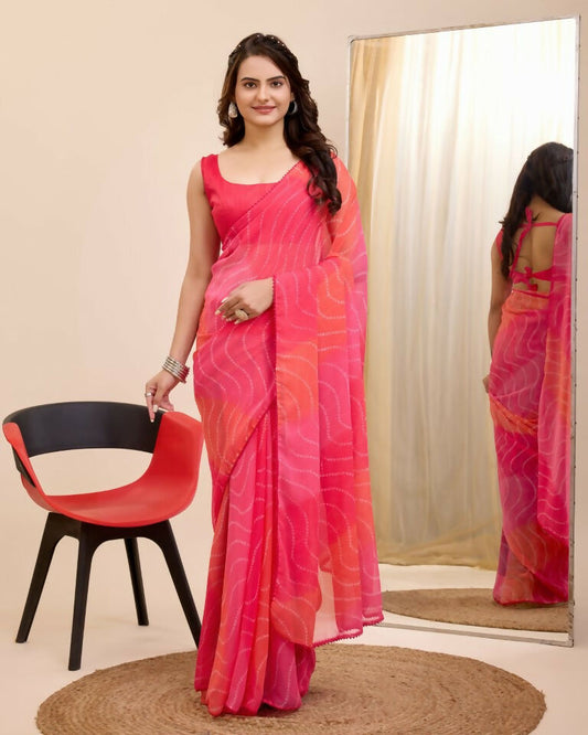 Gajri Georgette Designer Printed Ready To Wear Saree - Ibiza | Swadesiicart