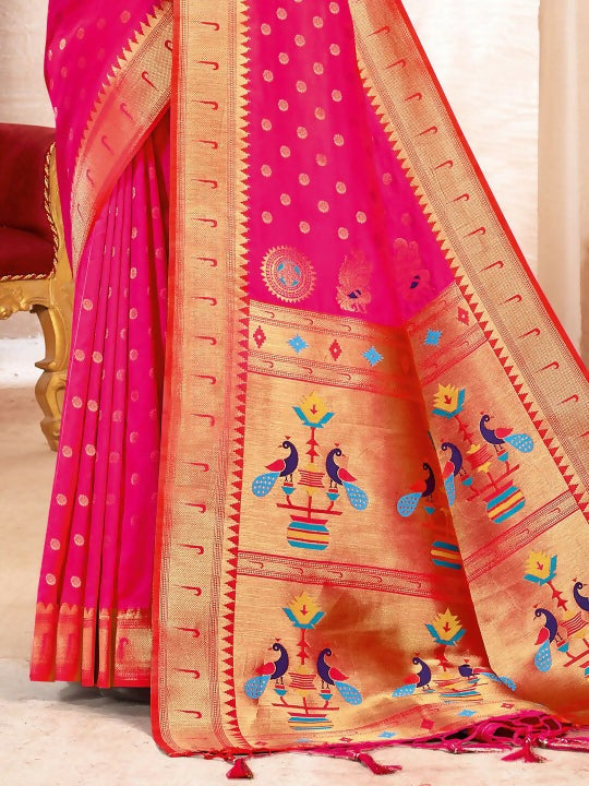 Shree Shyam Fashion Paithani Silk Magenta Saree