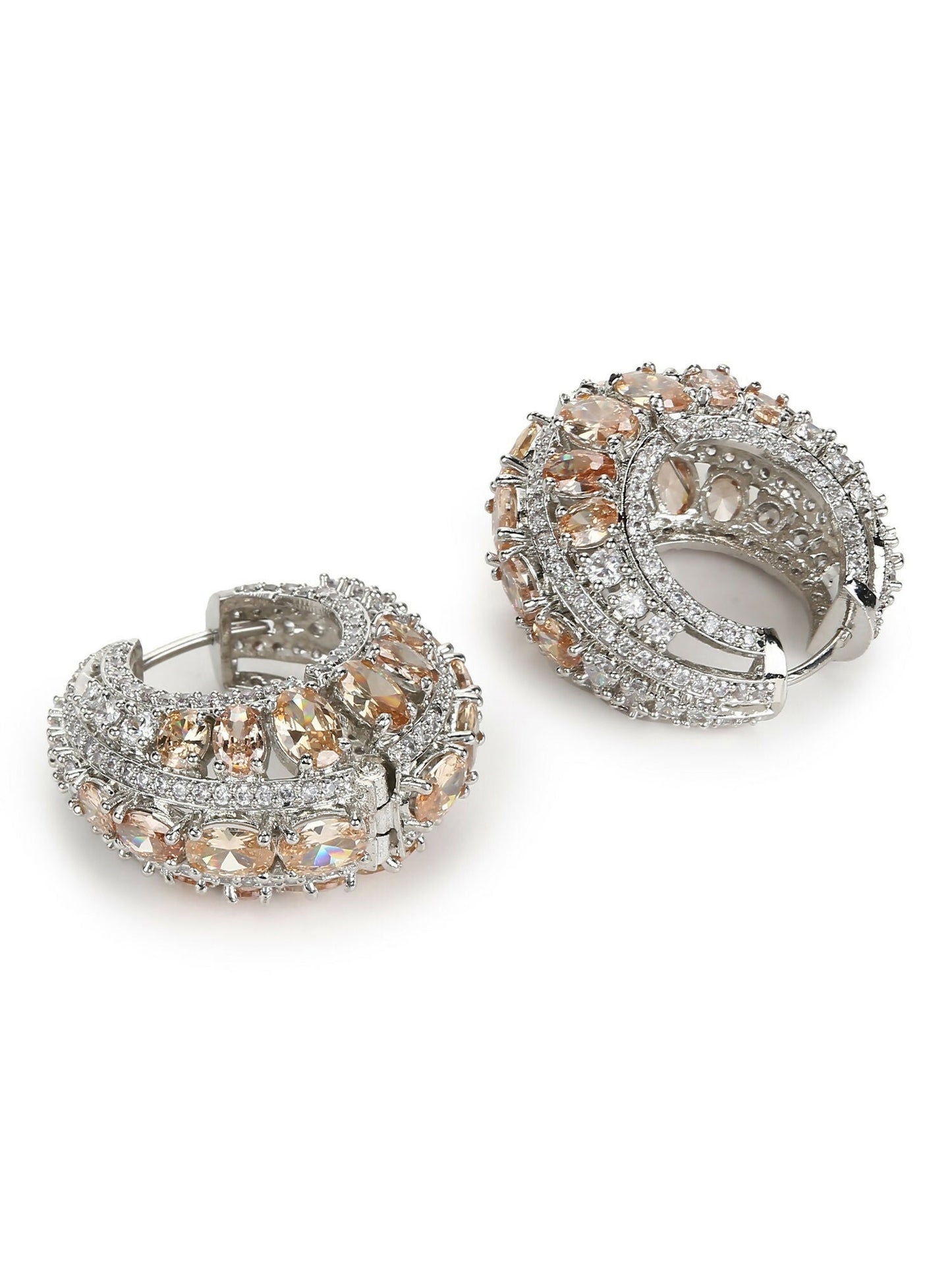 Champagne Stone Loops- Ruby Raang | Swadesiicart