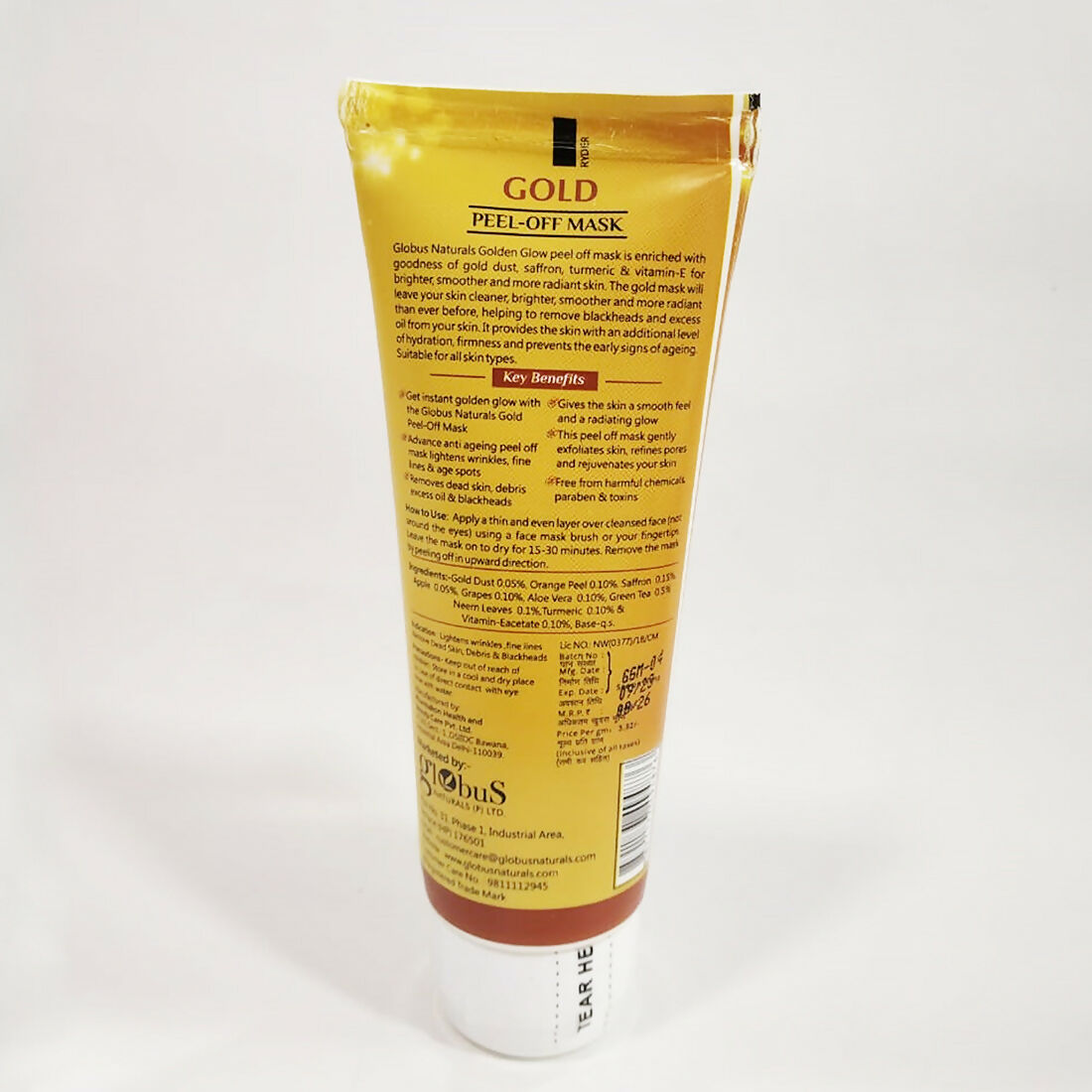 Globus Naturals Gold Peel Off Mask | Swadesiicart