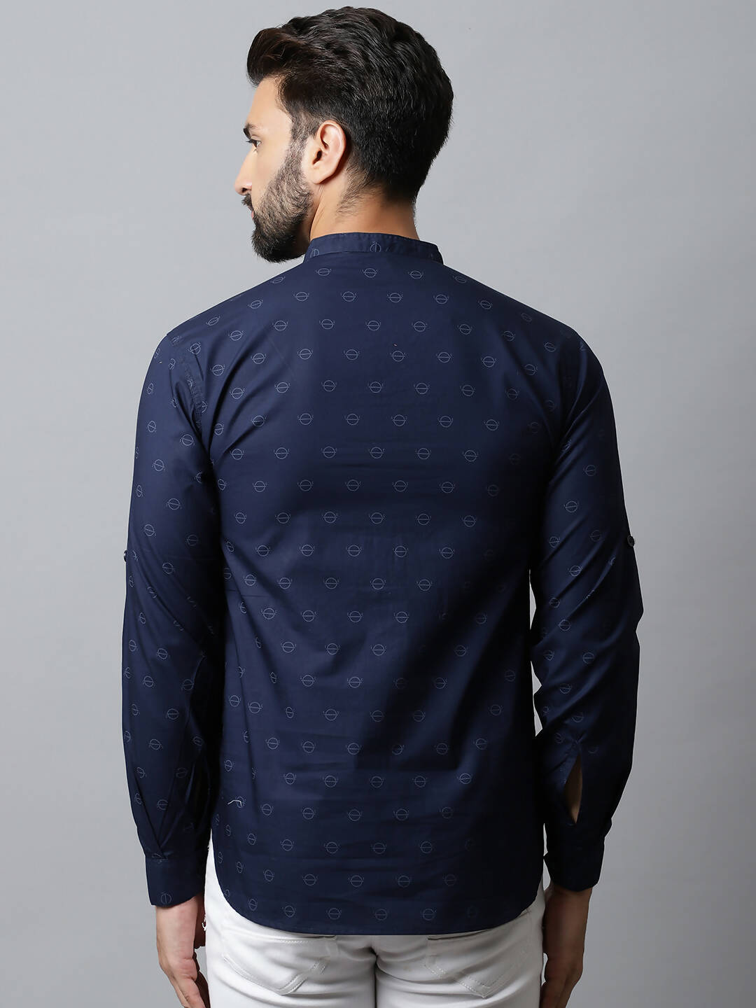 Even Apparels Navy blue Color Pure Cotton Men's Kurta With Band Collar (PRT1184) | Swadesiicart