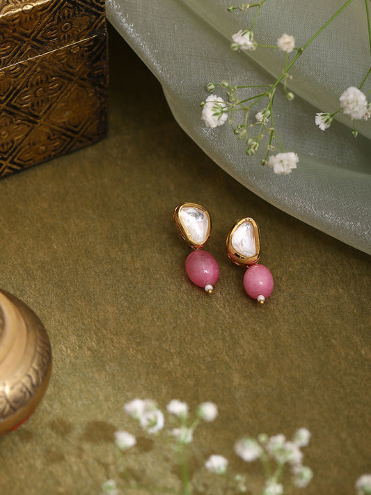 Ruby Raang Pink Kundan Studs | Swadesiicart