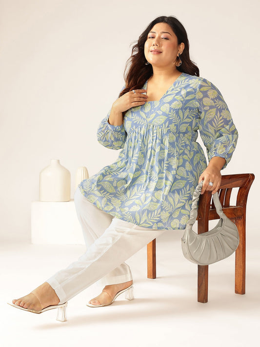 Janasya Bright Georgette Tropical A-Line Tunic | Swadesiicart