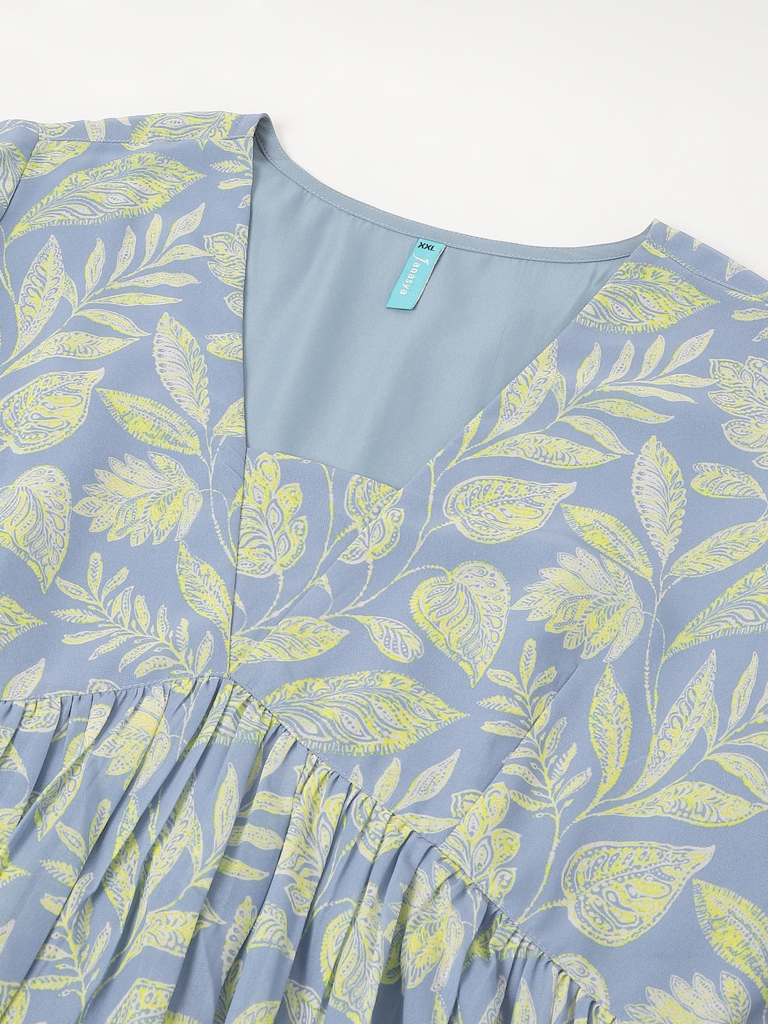 Janasya Bright Georgette Tropical A-Line Tunic | Swadesiicart