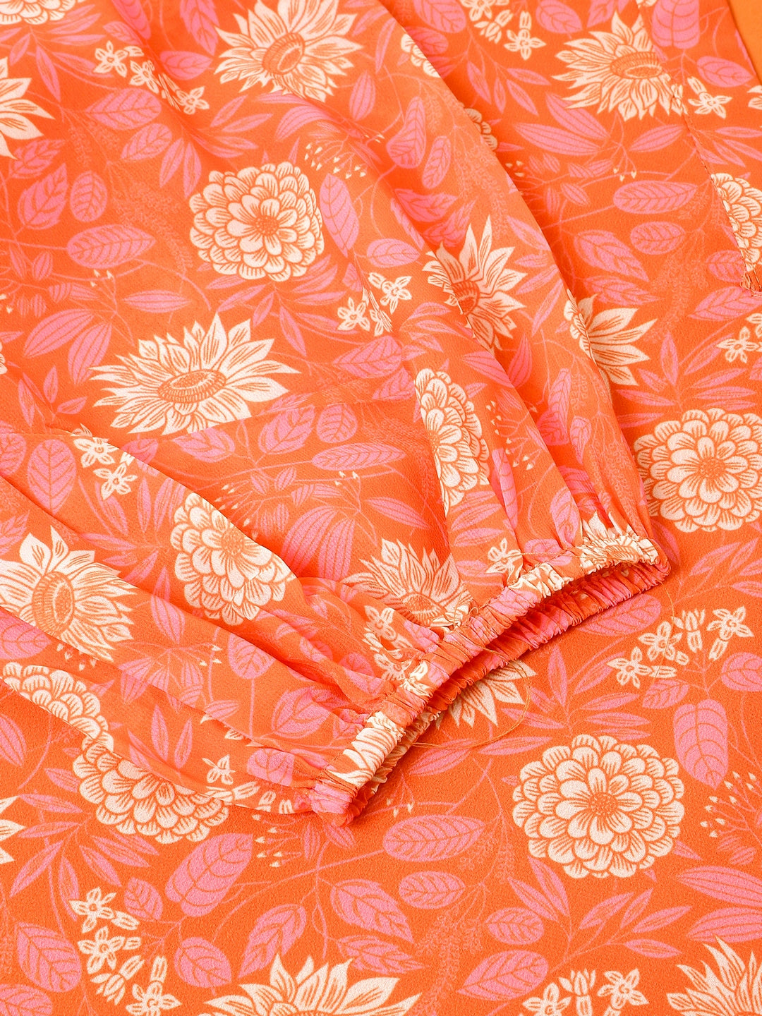 Janasya Bright Georgette Floral A-Line Tunic | Swadesiicart