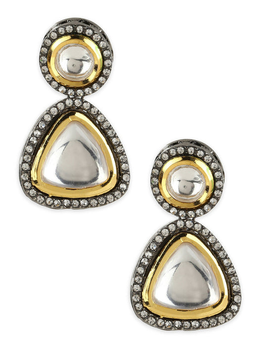 Silver-Plated Contemporary Drop Earrings - Ruby Raang - Swadesiicart