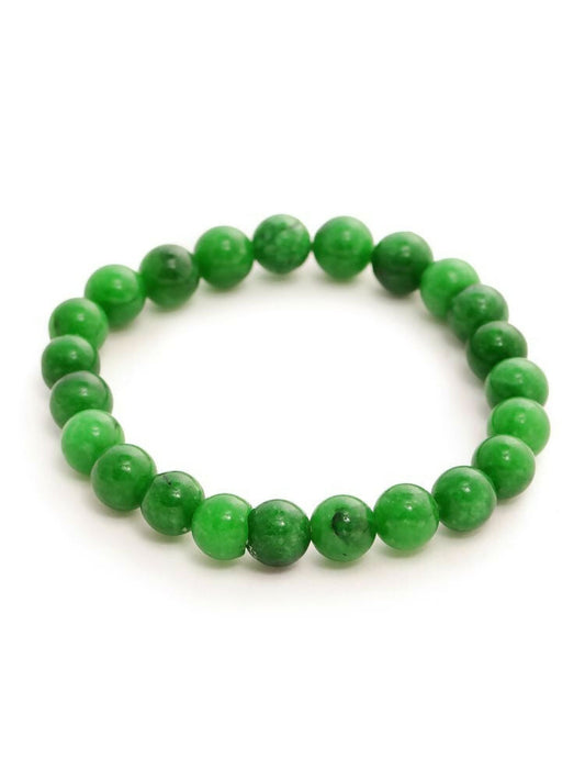 Green Jade Elastic Bracelet - Ruby Raang | Swadesiicart