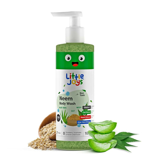 Little Joys Anti-Bacterial Neem Body Wash for Kids (2+ Years),Gently Exfoliates,Protects & Deep Cleanses Skin - Swadesiicart