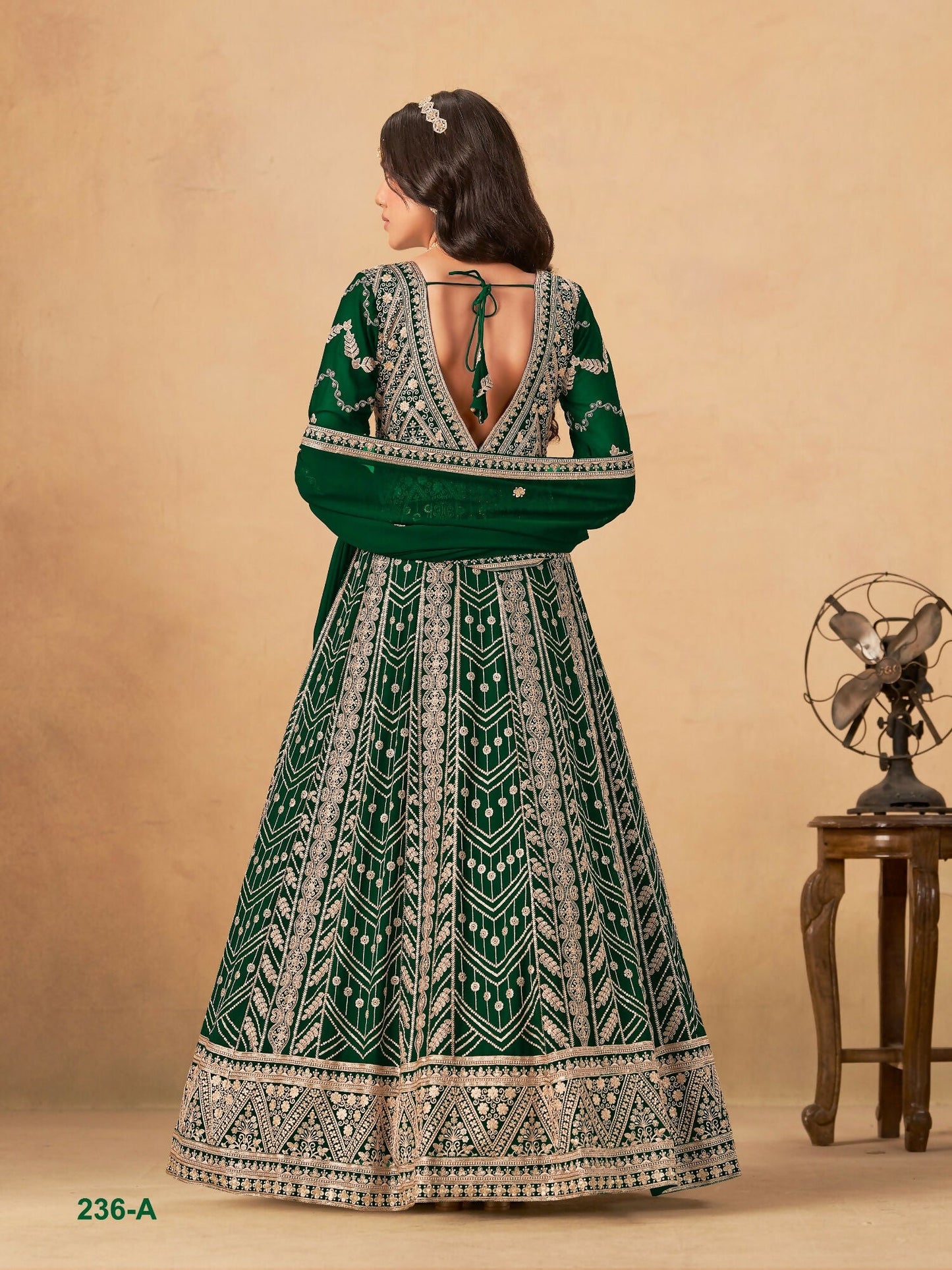Anaita Green Faux Georgette Stitched Anarkali Suit with Heavy Embroidery Work