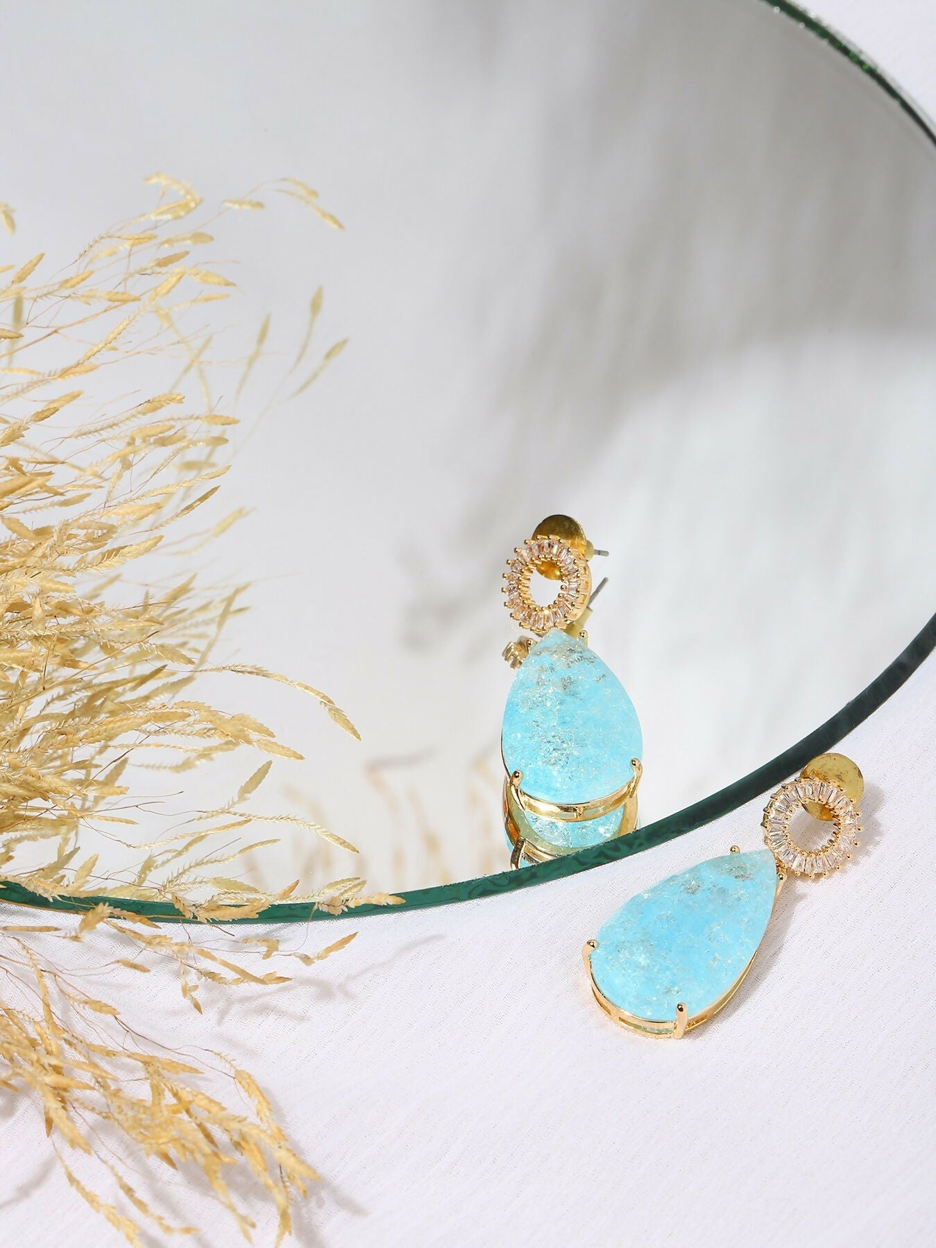 Blue Druzy Quartz Earrings- Ruby Raang | Swadesiicart