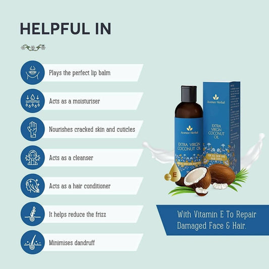 Avimee Herbal Extra Virgin Coconut Oil For Winters, Moisturizes Skin & Hair - Limited Time Offer - Swadesiicart