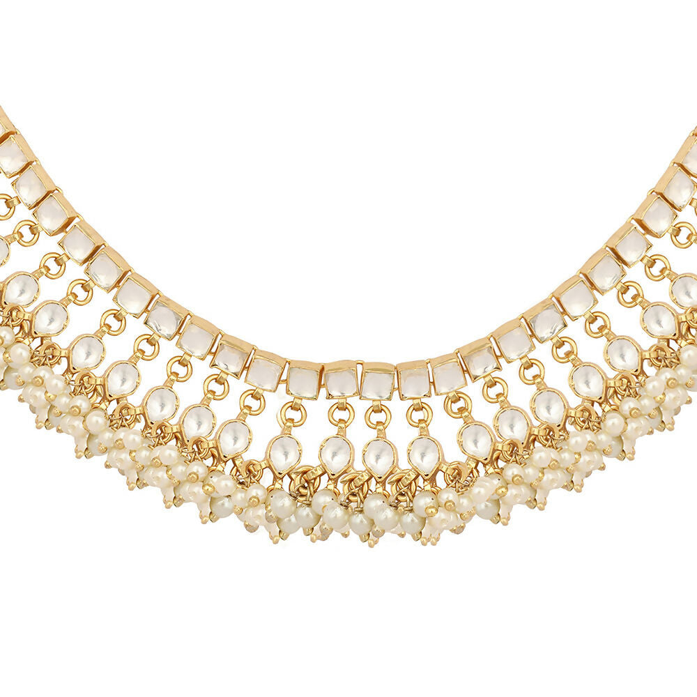 Nuyug 22K Gold Plated Ivory Dusk Kundan Necklace | Swadesiicart