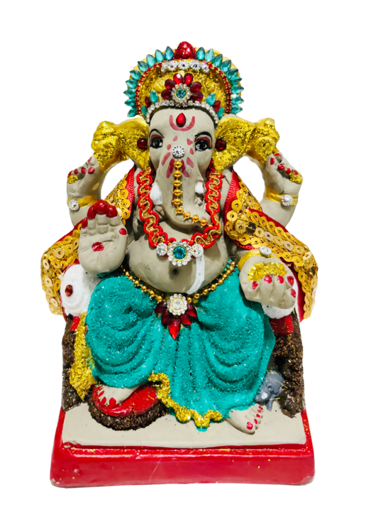 Eco-Friendly Ganesh Idol Small (Non-Toxic Colors) With Kumkum & Akshat | Swadesiicart