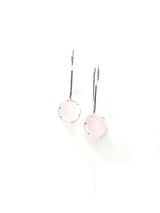 Bling Accessories Rose Quartz Semi Precious Natural Stone Long Drop Earrings | Swadesiicart