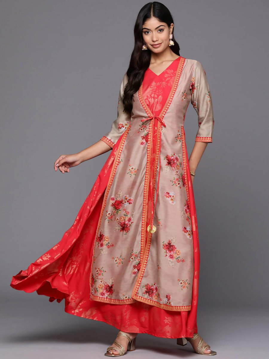 Ahalyaa Women's Traditional wear Ethnic Dress - Red | Swadesiicart