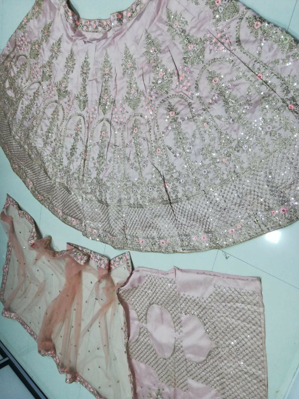 Jyoti Fashion Delightful Rose Pink Sequins with Zari Thread & Coding Dori Embroidery work Lehenga Choli with Dupatta | Swadesiicart