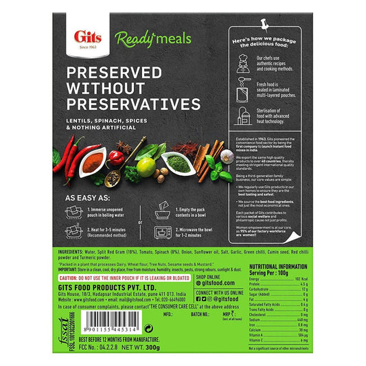 Gits Ready Meals Heat & Eat Dal Palak