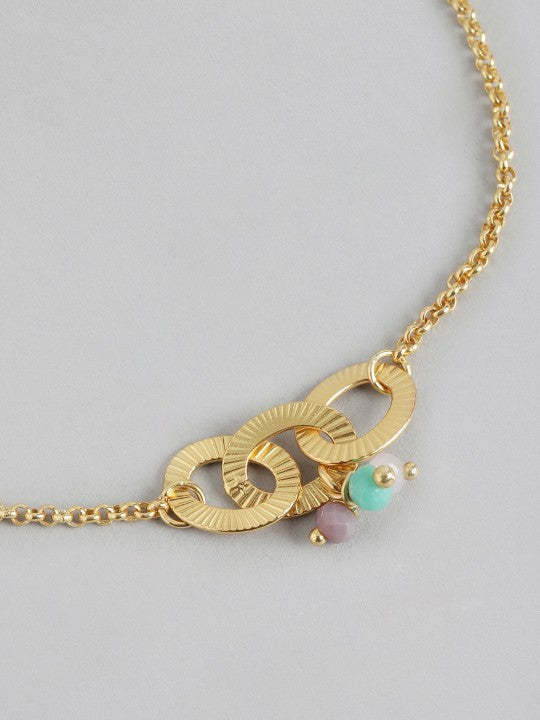 Gold-Polished with Glass Beaded Charm Bracelet - Wahe Jewels - Swadesiicart