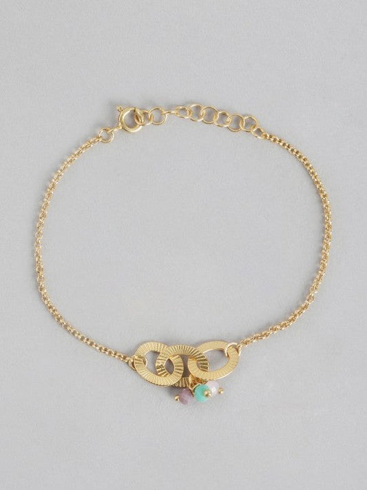 Gold-Polished with Glass Beaded Charm Bracelet - Wahe Jewels - Swadesiicart