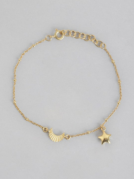 Gold-Polished with Moon & Star Charm Bracelet - Wahe Jewels - Swadesiicart