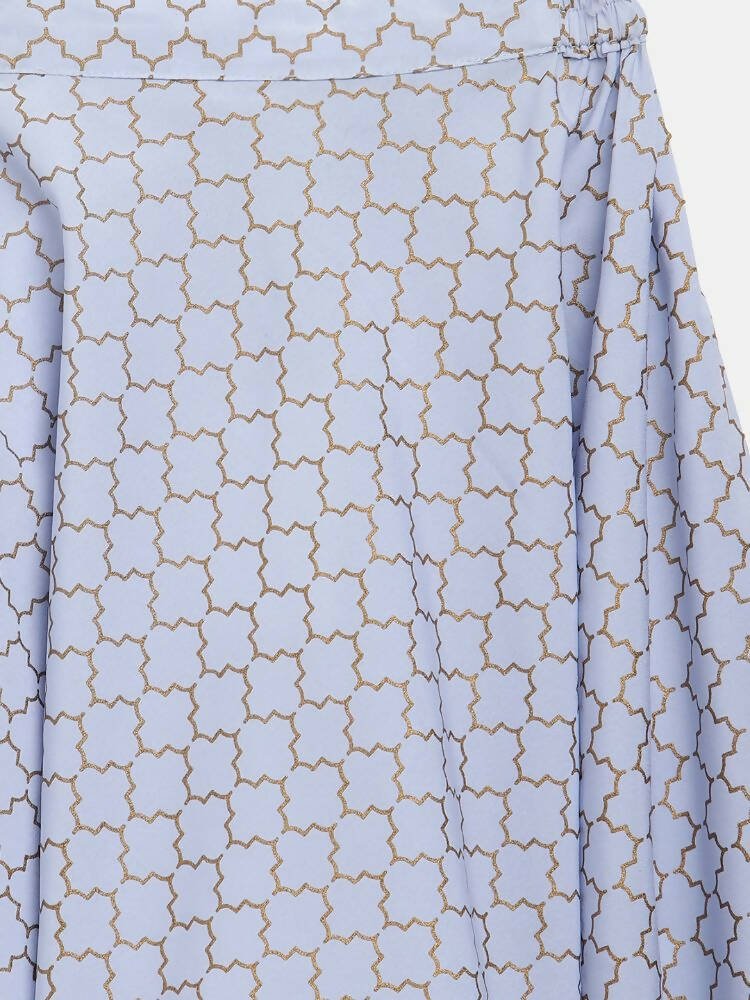 Ahalyaa Blue Crepe Printed Kids Kurta With Harem Pants For Girls | Swadesiicart