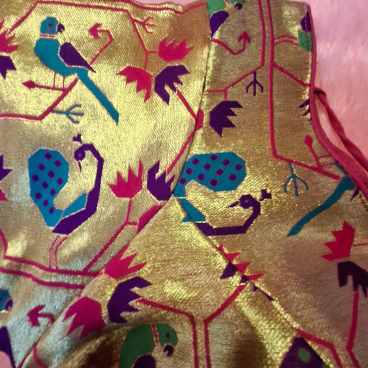 Kia Fashions Hot Pink Jacquard Weave Multi Color Paithani Readymade Blouse - Swadesiicart