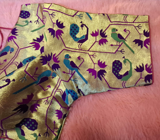 Kia Fashions Magenta Jacquard Weave Multi Color Paithani Readymade Blouse - Swadesiicart